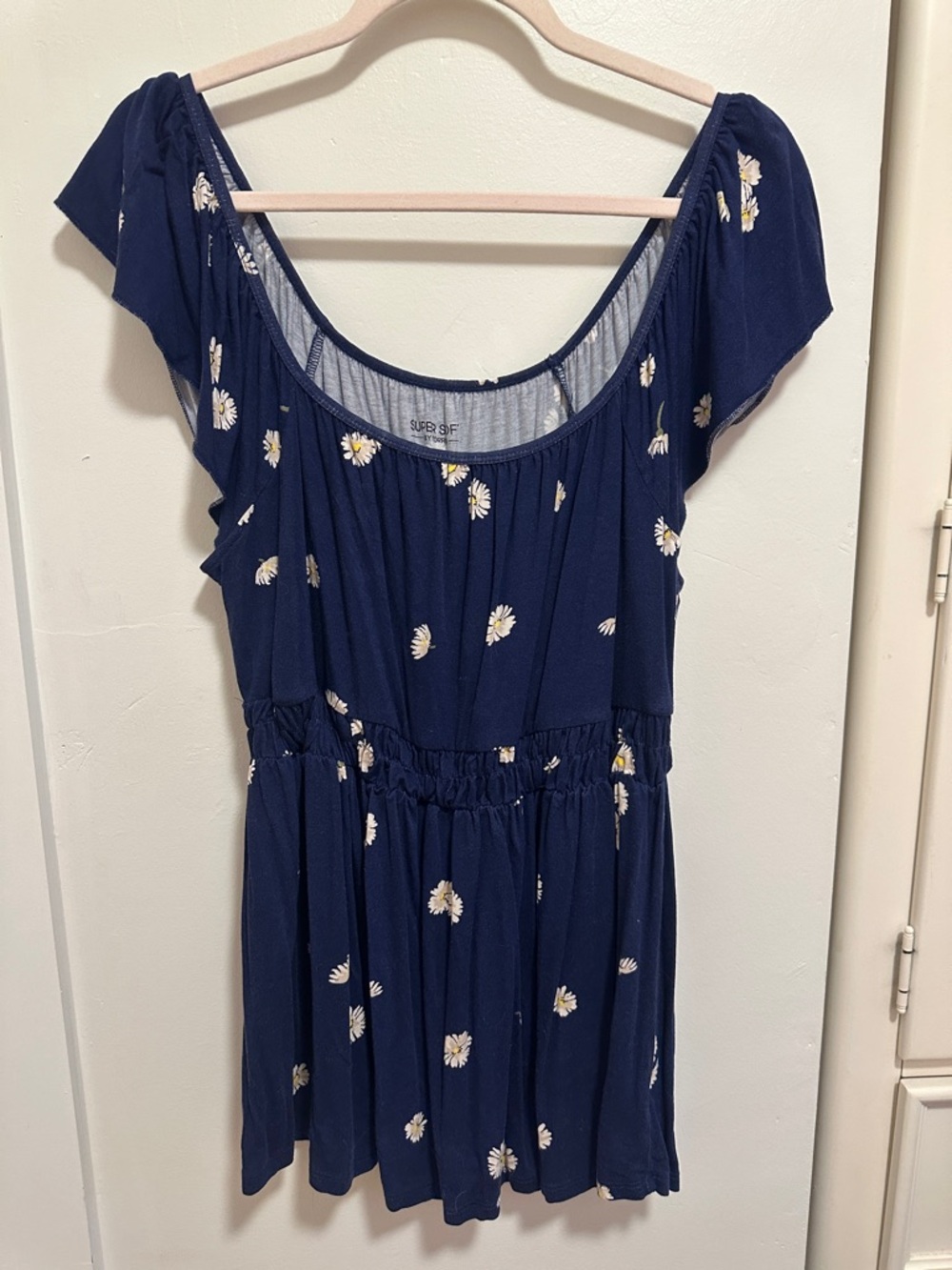 Torrid Navy Blue Daisy Flutter Sleeve Babydoll Top